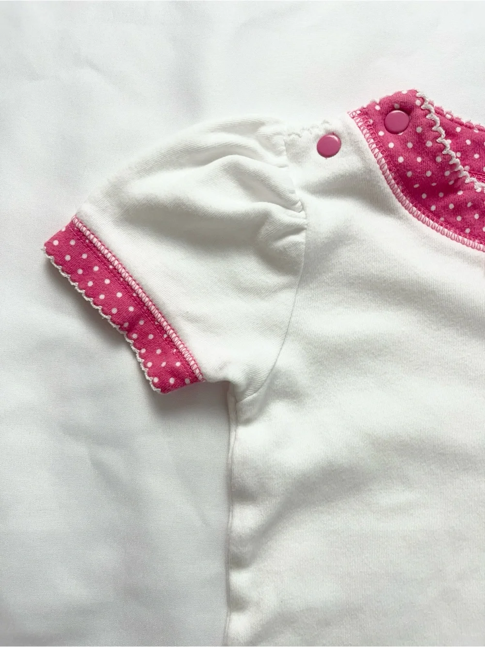 Gymboree Vintage 90s Kids Strawberry Pink White Polka Dot Puff Sleeve Top XS - Picture 5 of 13